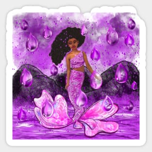 Mermaid in the rain, mermaid among raindrops falling into Water Sticker